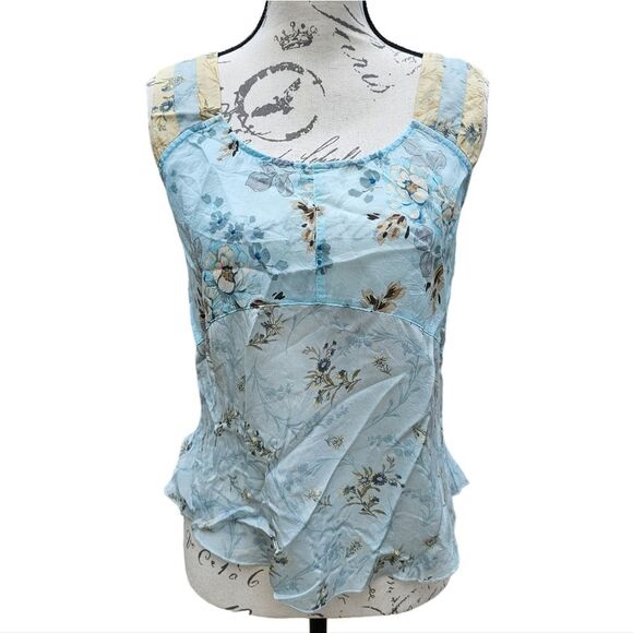 J.‎ Jill NWT Whimsical Sleeveless Light Blue Floral Semi Sheer Blouse Top Small - Picture 2 of 8